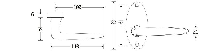 Amstelland deurkruk Dudok 108 mm ex. rozetten, nikkel glans