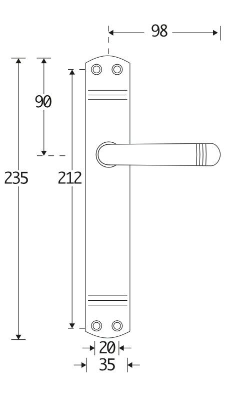 Amstelland deurkrukken Deco 106 mm ex. rozetten, mess.gelakt