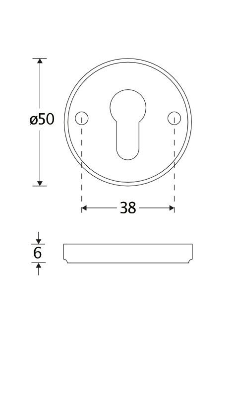 Amstelland cilinderrozet ribbel rond 50 mm, nikkel glans