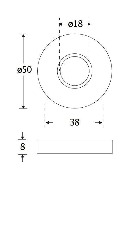 Amstelland krukrozetten verdekt rond 50 mm, messing ongel.