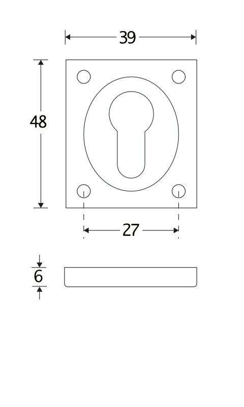 Eemland Cilinderrozet vierkant 48x38mm, Burattato