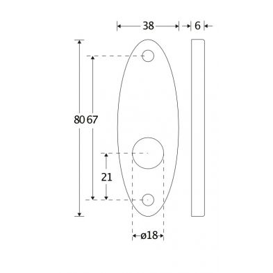 Eemland krukrozetten ovaal 80x38 mm, messing ongelakt