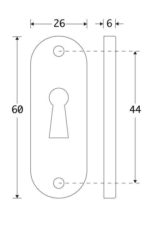 Amstelland sleutelrozet ovaal 60 x 26 mm, messing gelakt