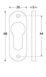 Amstelland cilinderrozet ovaal 60 x 26 mm, messing gelakt