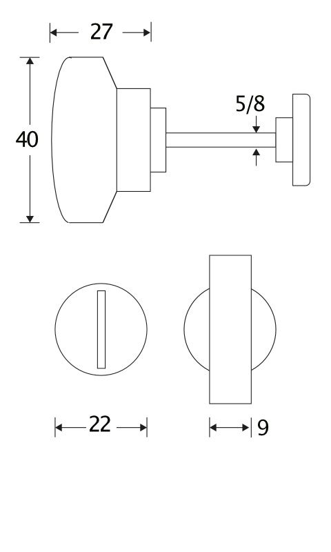 V&B stift 5+8x60 mm plat, messing ongelakt