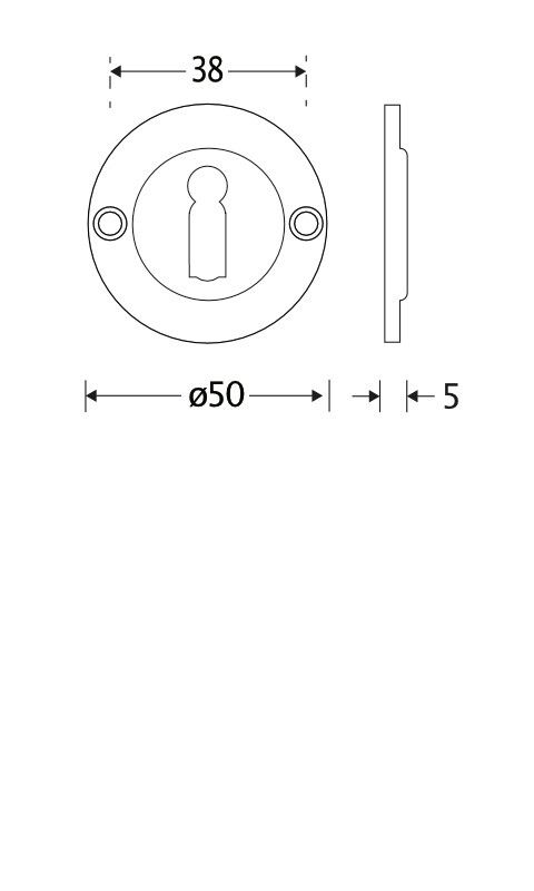 Amstelland sleutelrozet plat 50mm, nikkel glans