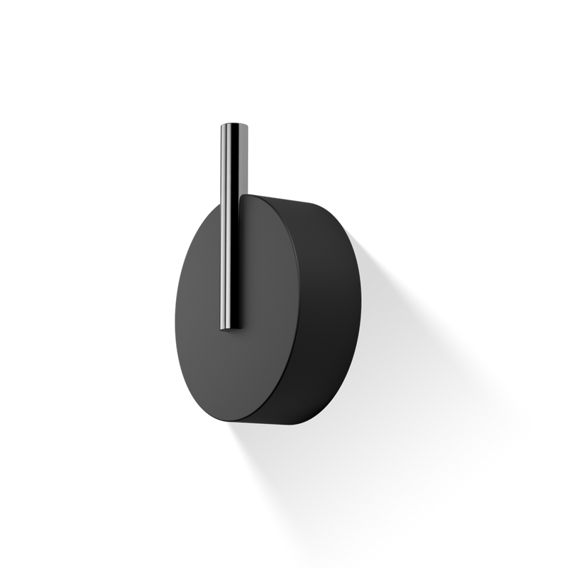 Decor Walther – Stone wandhaak Zwart mat / Chroom (Wandmontage)