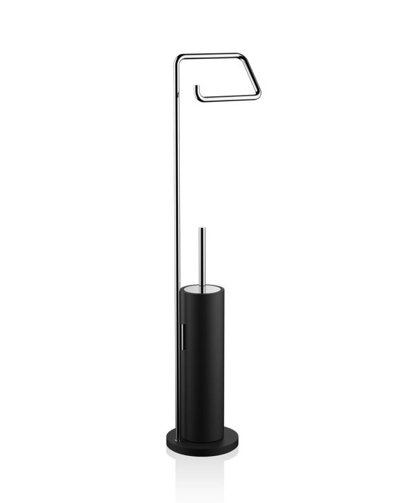 Decor Walther – Toiletborstel + Toiletrolhouder set Zwart, Chroom (Vrijstaand)