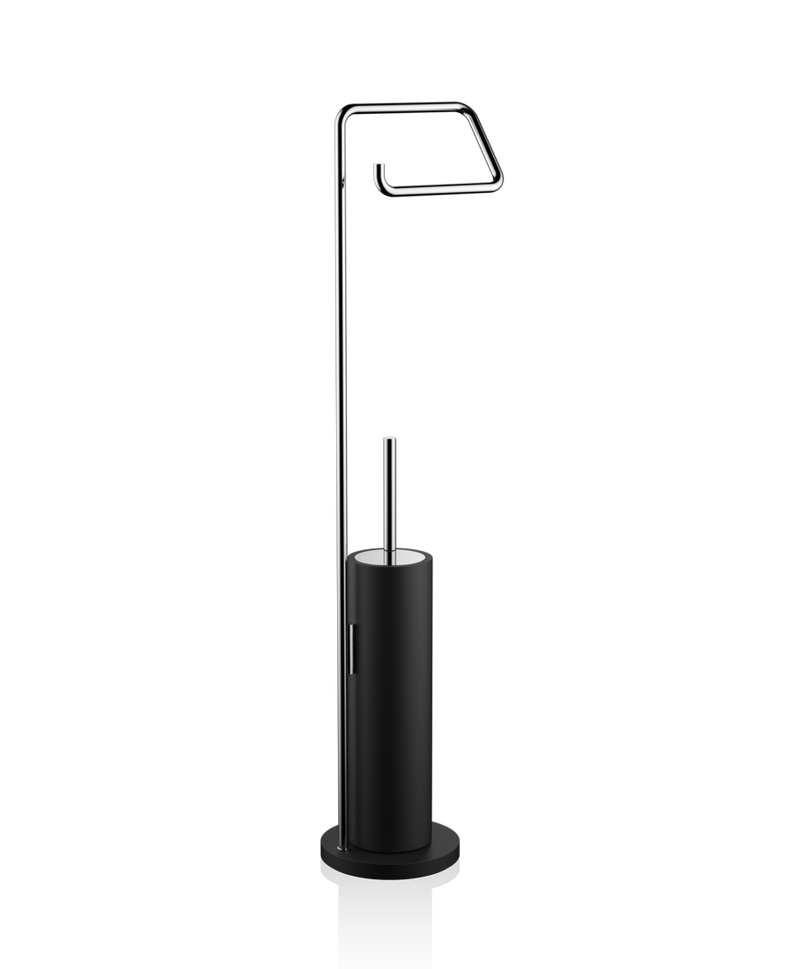 Decor Walther – Toiletborstel + Toiletrolhouder set Zwart, Chroom (Vrijstaand)