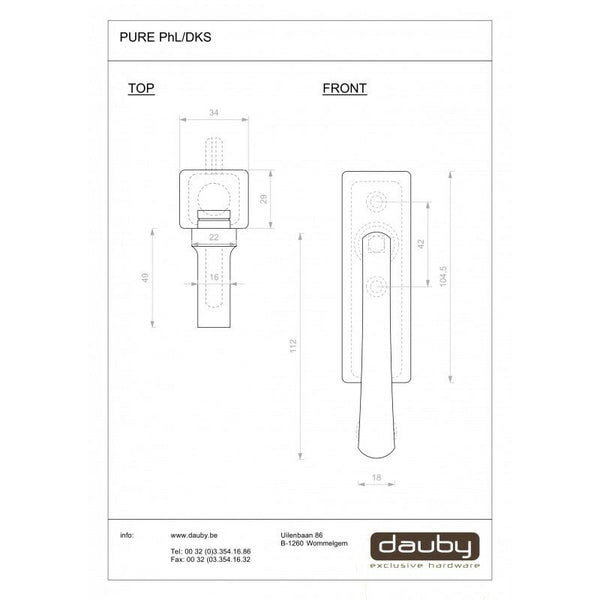 Pure raamkruk L-plat PhL afsluitbaar, ruw brons