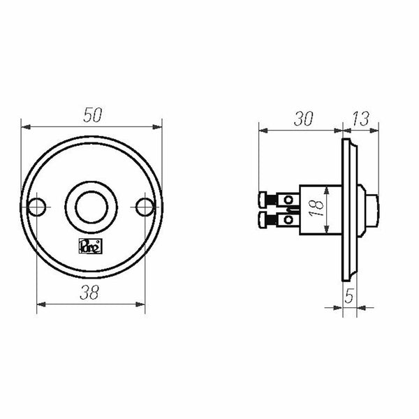 Pure beldrukker rond BS50R 50 mm, ruw brons gepolijst