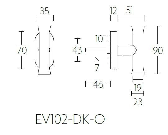 NOUR EV102-DKLOCK-O T-model raamkruk afsl., gepol.rvs