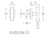 NOUR EV102-DKLOCK-O T-model raamkruk afsl., PVD goud