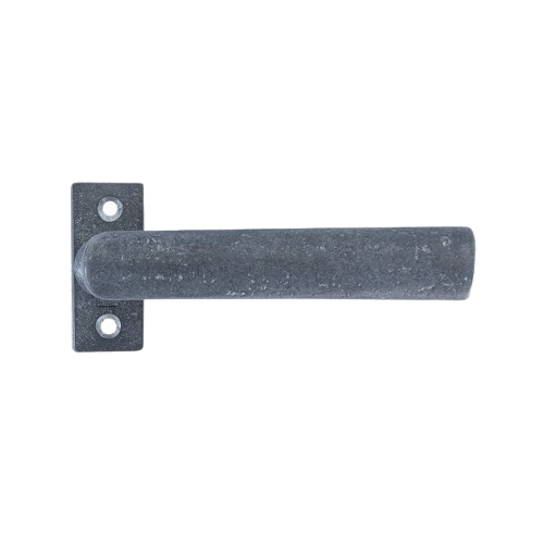 Pure deurkruk strak PH1930 op rechthoekig rozet, ruw metaal