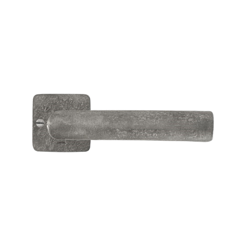 Pure deurkruk strak Ph1930 op vierkant rozet, ruw metaal