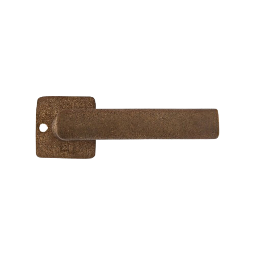Pure deurkruk strak PH1930 op vierkant rozet, ruw brons