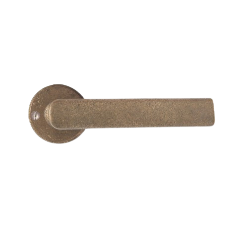 Pure deurkrukken Ph1930 op rond rozet, ruw brons