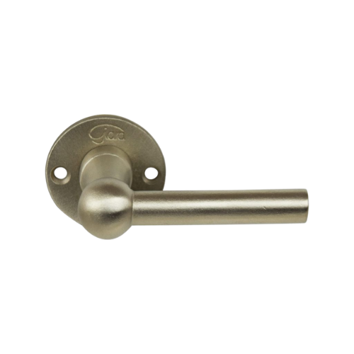 Giara deurkrukken M8/L+L model op rond rozet, ver. zilver