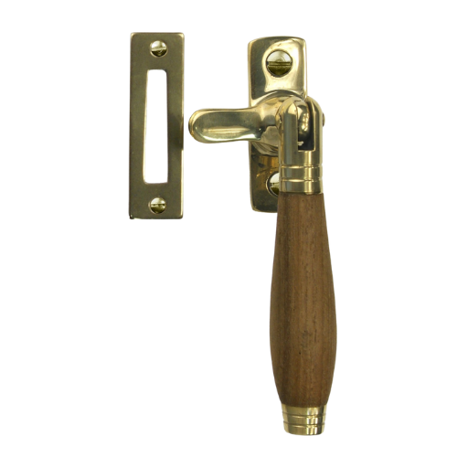 Goylant raamboom 130 mm, messing ongelakt/teak