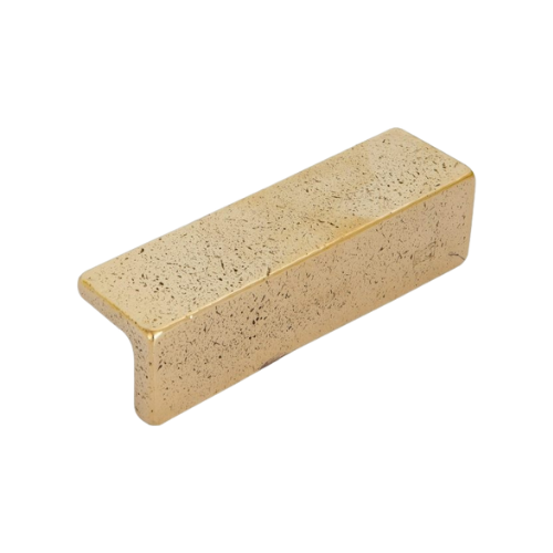 Pure meubelgreep hoek PML 64 mm h.o.h., ruw brons gepolijst