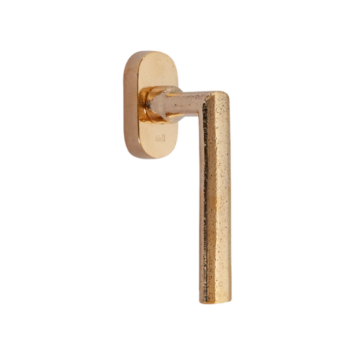 Pure raamkruk recht Ph1930 op ovaal rozet, ruw brons gepol.