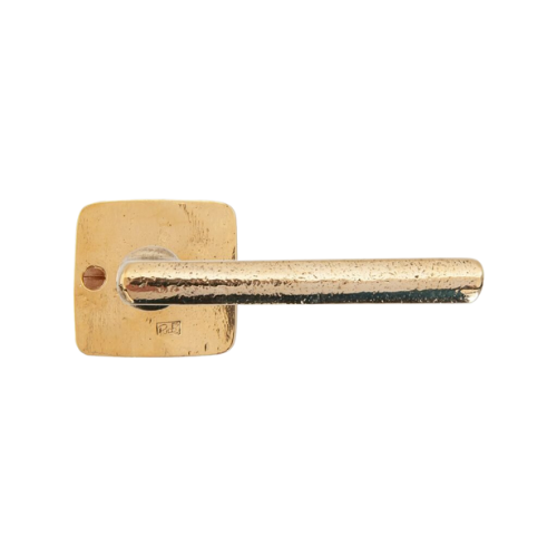 Pure deurkrukken ph1920 op vierkant rozet, ruw brons gepol.