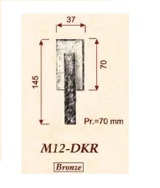 Giara raamkruk M12/32Q L-model op rechth. rozet, ver. ijzer