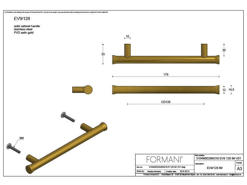 NOUR EV9/128 meubelgreep 128mm hoh mat zwart