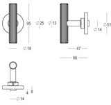Quincalux Royal deurklinken T-model op rond rozet, messing brons mat
