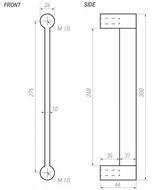Pure deurgreep PMW1928 275 mm, verdonkerd brons