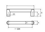 Pure meubelgreep TUKAN 224 mm, ruw brons gepolijst
