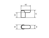 Pure Tukan meubelknop L-model, ruw metaal