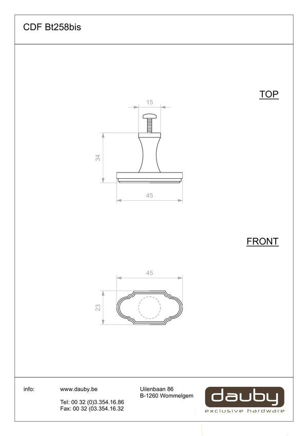 CDF-meubelknop-klassiek-BT258bis-45-mm-roest