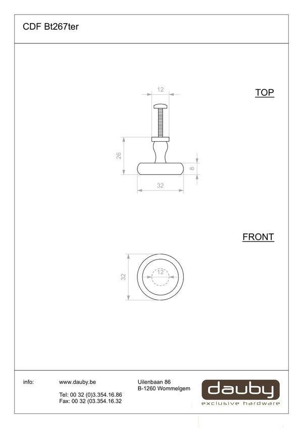 CDF-meubelknop-rond-BT267ter-32-mm-roest