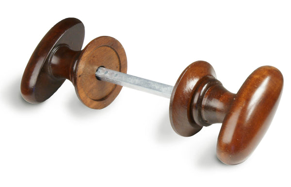 Delftland knopkrukk. ovaal met rond rozet. 80x40 mm, redwood