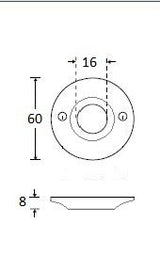 Ottolini krukrozetten 60 mm voor kruk 22 mm, mess. ongel.