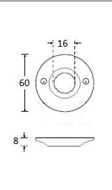 Ottolini krukrozetten 60 mm voor kruk 22 mm, RVS mat