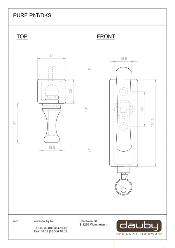 Pure raamkruk T-plat PhT afsluitbaar, wit brons