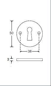 Ottolini Quadrado sleutelrozet vierkant 50x50x6 mm, RVS mat