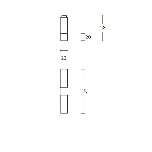 Ottolini Quadrado deurkr. T model 20mm. zonder roz. RVS mat