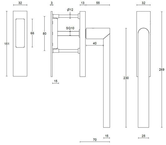 ARC PBA230Y hefschuifdeurbeslag PC69, PVD mat zwart