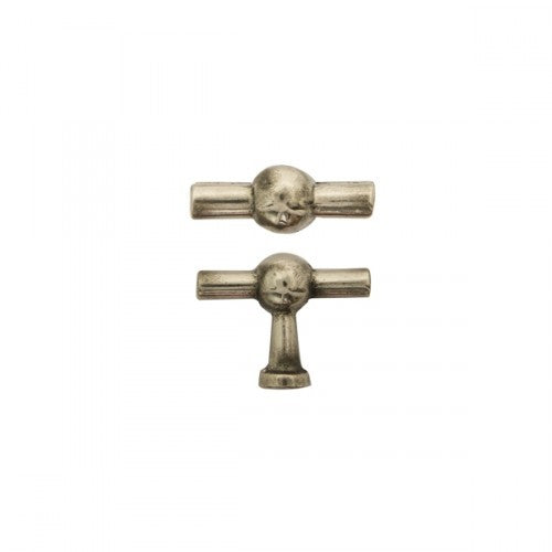 Giara-meubelknop-T-model-Po8-45-mm-Chemin-de-Fer-wit-brons