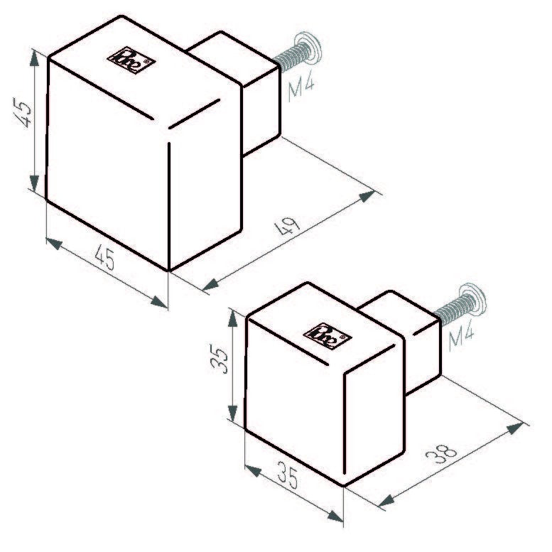 Pure meubelknop vierkant PQ 35 mm, ruw brons