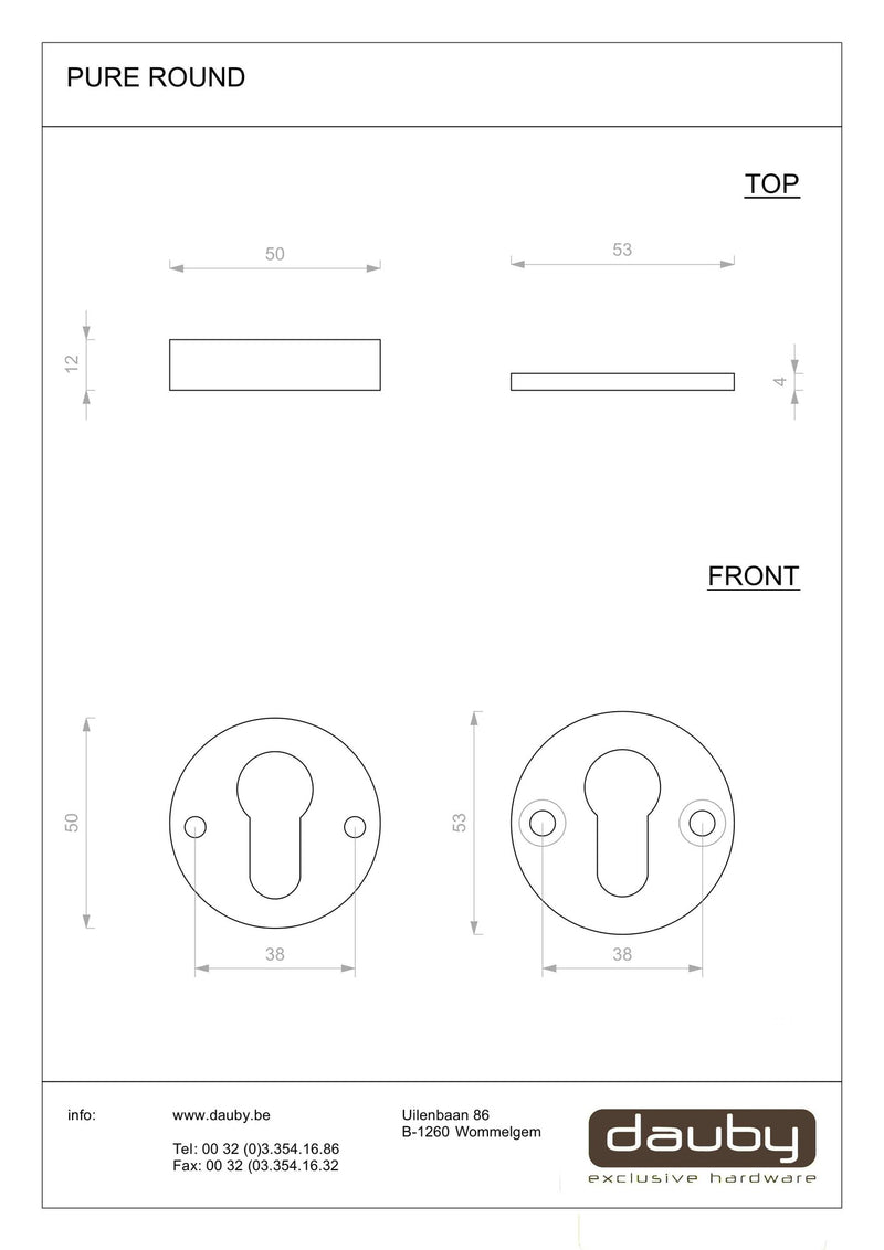 Pure VH PC rozetten rond, wit brons
