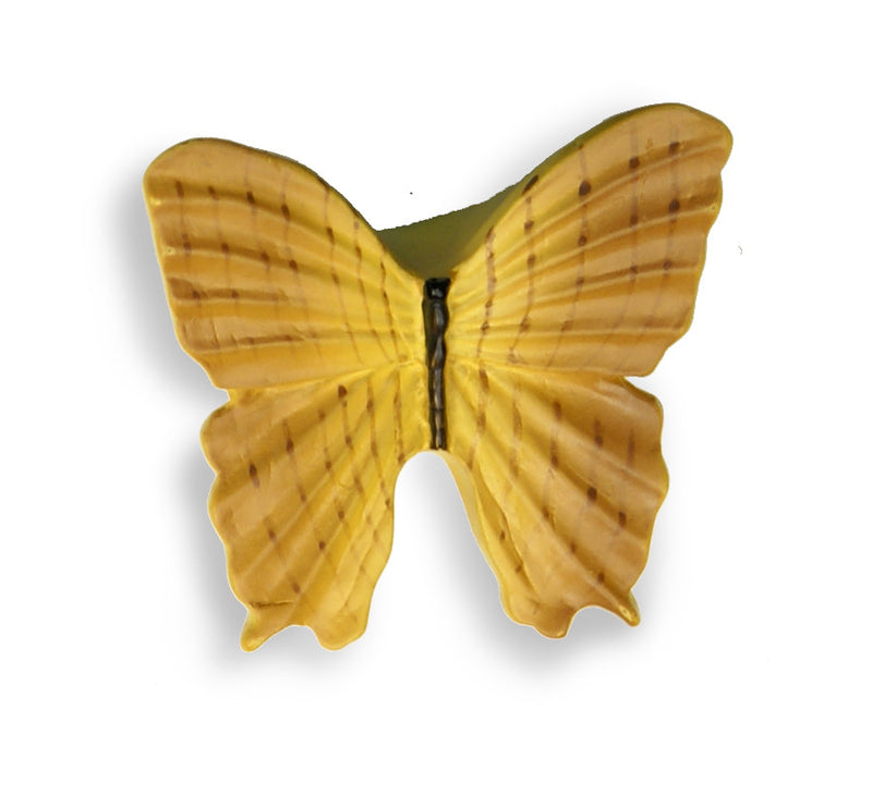 Meubelknop model vlinder, geel wit