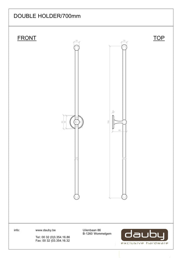 Pure keukenrolhouder dubbel op rond rozet, ruw metaal