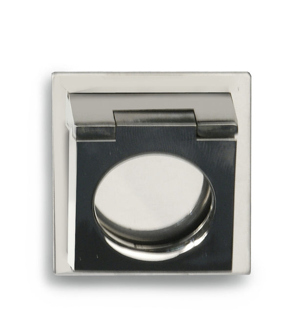 Meubel trekring met achterplaatje 33 mm, nikkel glans