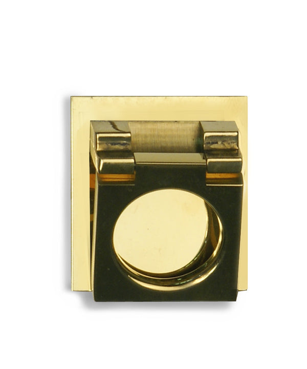 Meubel trekring met achterplaatje 33 mm, messing ongelakt