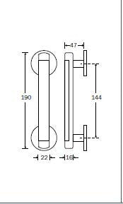 Nieuwland deurgreep 190 mm, nikkel mat/ebben