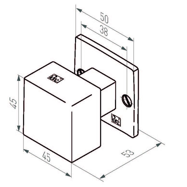 Pure-vaste-knop-op-vierkant-rozet-PQ45-50Q-verouderd-ijzer